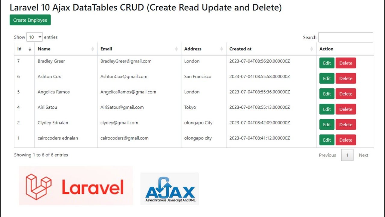 Laravel 10 Ajax DataTables CRUD (Create Read Update and Delete)