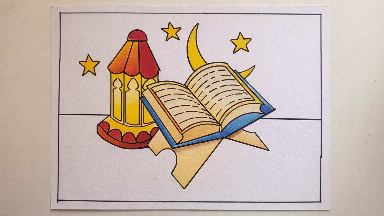 رسم سهل عن شهر رمضان 2026خطوة بخطوة|رسم هلال رمضان 2026| رسومات رمضان كريم| easy draw ramadan kaream