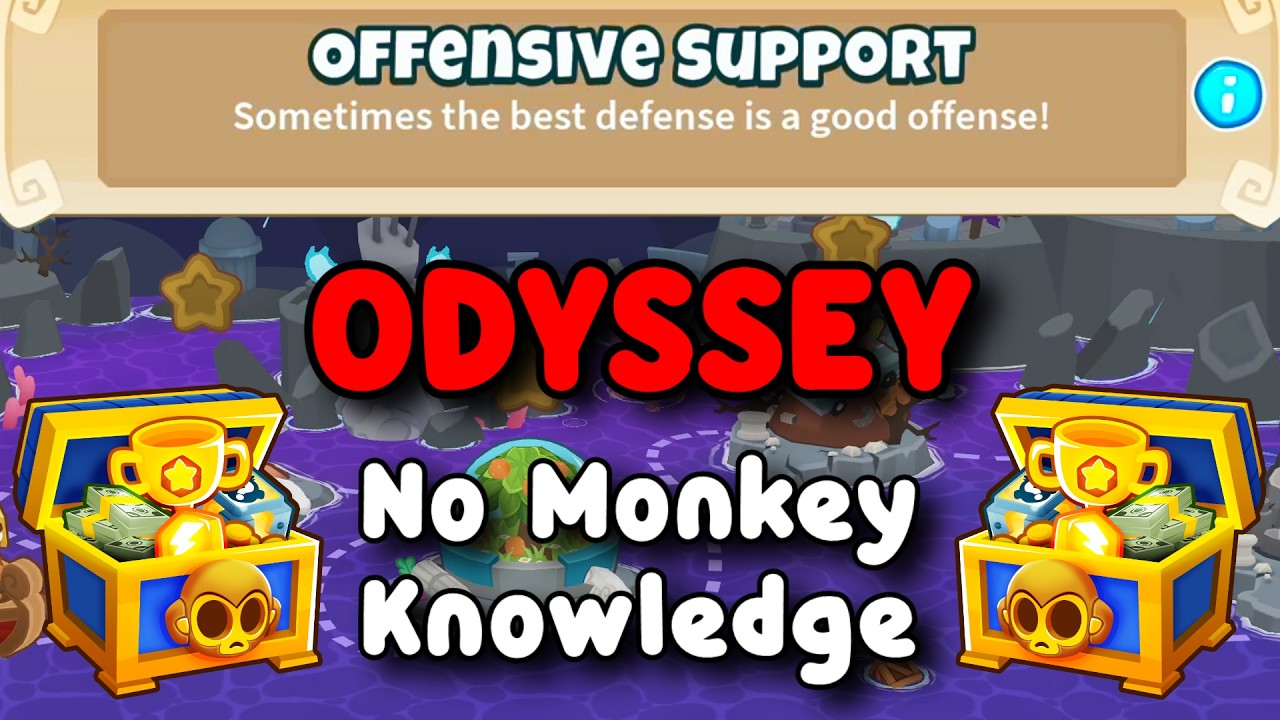 BTD6 Odyssey | No Monkey Knowledge Guide | Hard Mode Tutorial | Offensive Support