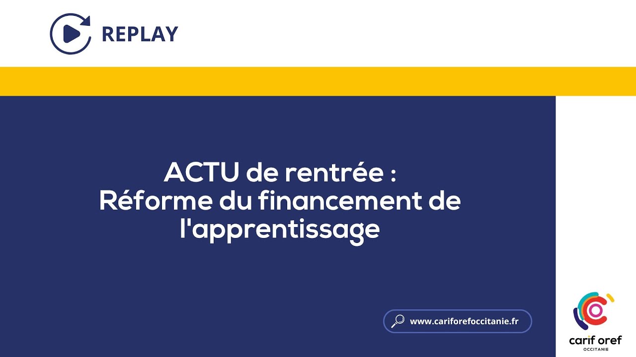Actu de rentrée - Réforme du financement de l'apprentissage