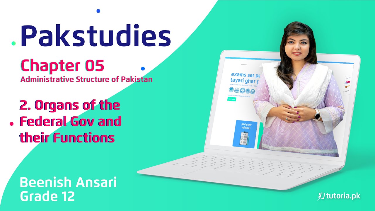 Pak Studies Class 12 | Chapter 5 | Topic 2 | Organs of the Federal Govt & their Functions