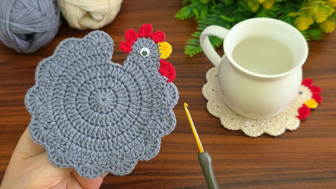 How to Make a Cute Chicken Coaster.Easy Crochet Project.How to? | Step by Step Instructions #crochet