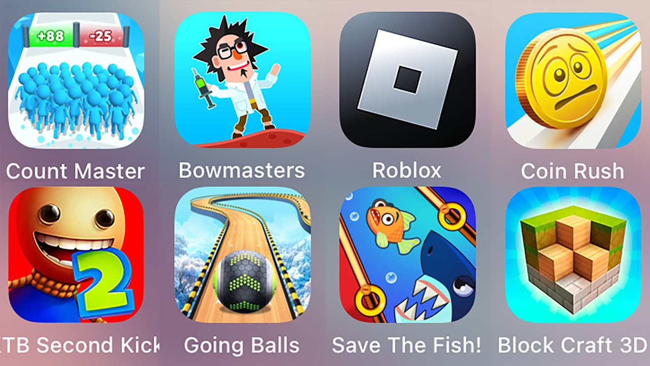Roblox,Kick The Buddy,Great School Breakout,Bowmasters,Save The Fish,Going Balls,Count Master 3D