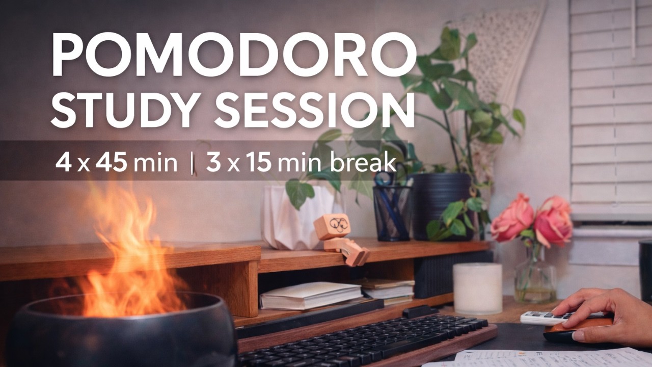 📚🔥 Study With Me | Pomodoro Focus Session (Fireplace Ambience)