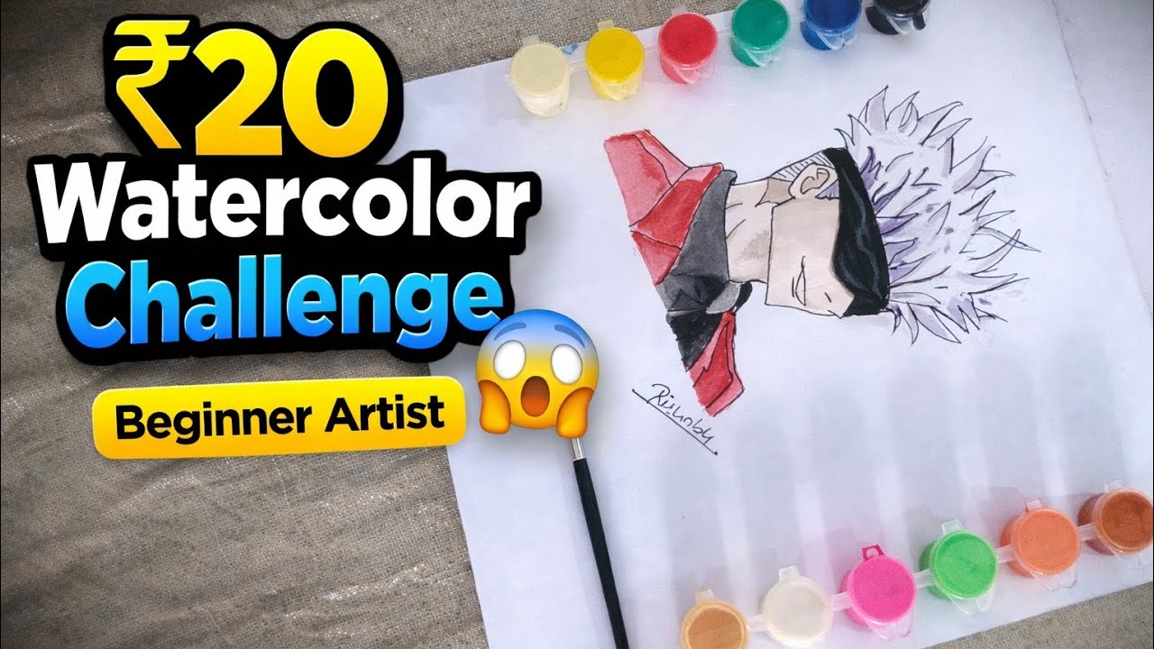 ₹20 Watercolor Challenge 😱 | Beginner Anime Art 🎨