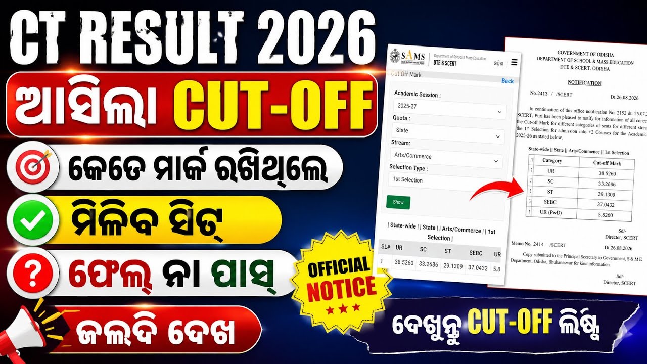 CT Result 2026-27 Cutoff Marks Check। CT Result Cutoff Mark। How To Check CT Result Online 2026-27।