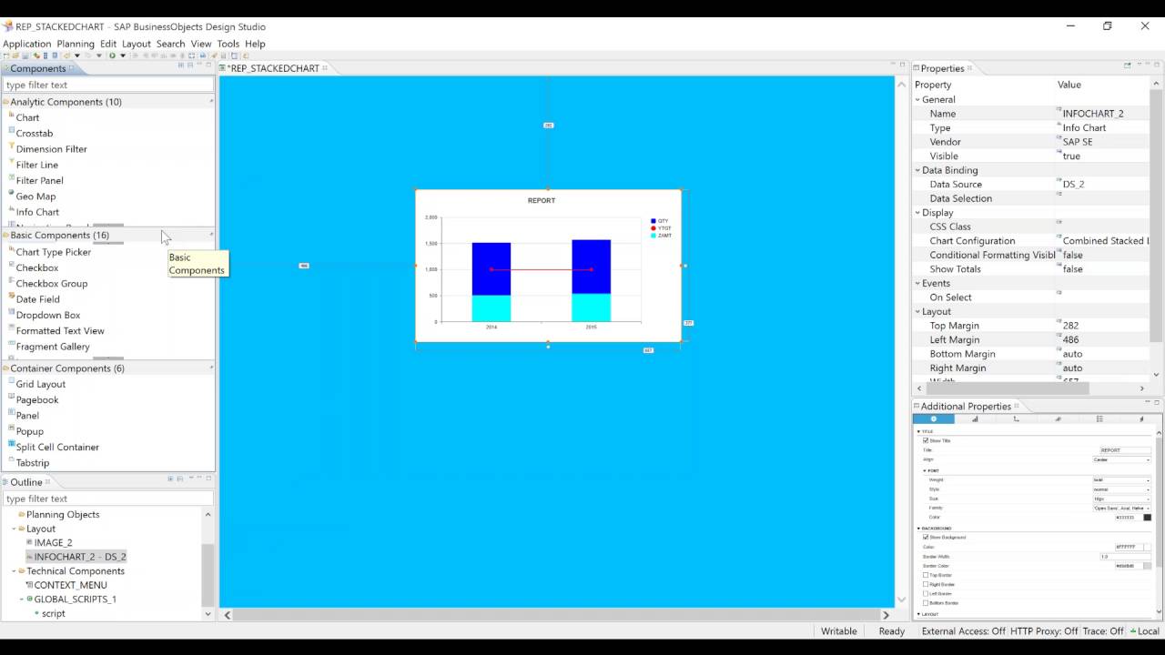 BO design studio 1 6 Info chart types with stacked and line series combination