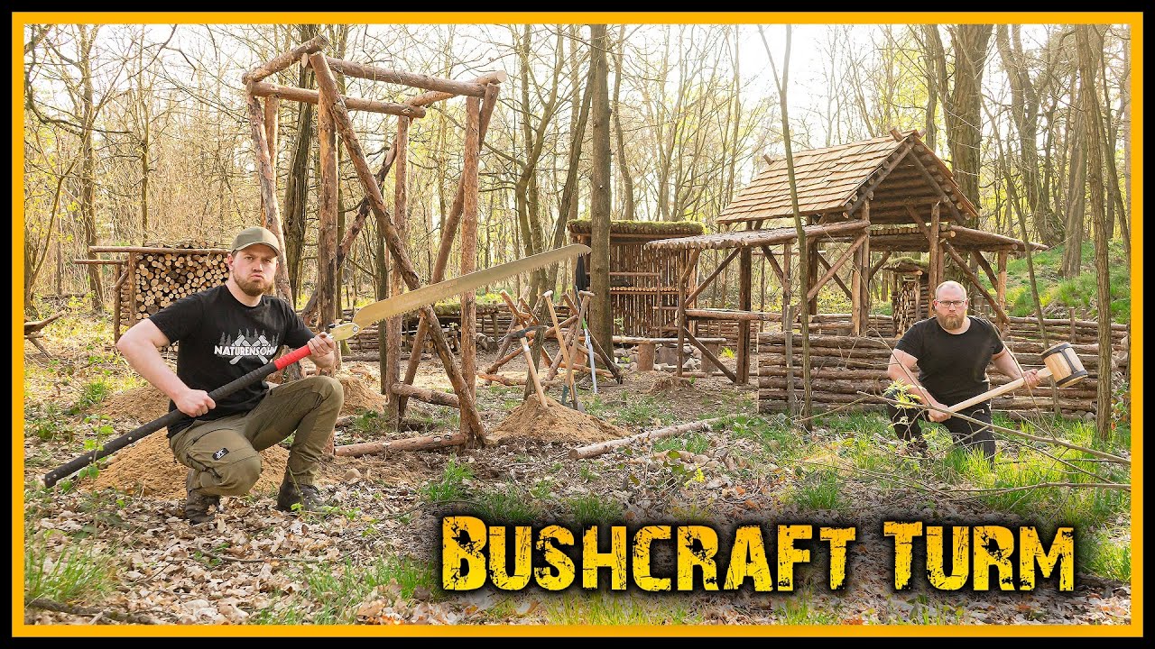 Bushcraft Camp [S05/E19] Der Bushcraft Turm und fertige Dächer 🏕️ - Outdoor Bushcraft Lagerbau
