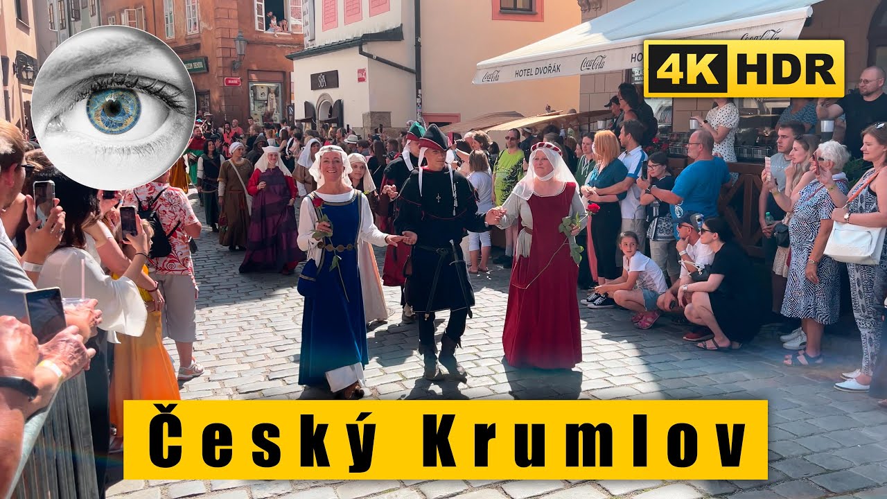 4k Czech Republic Český Krumlov walk: Historical parade at Five-Petalled Rose Festival 🇨🇿 HDR ASMR