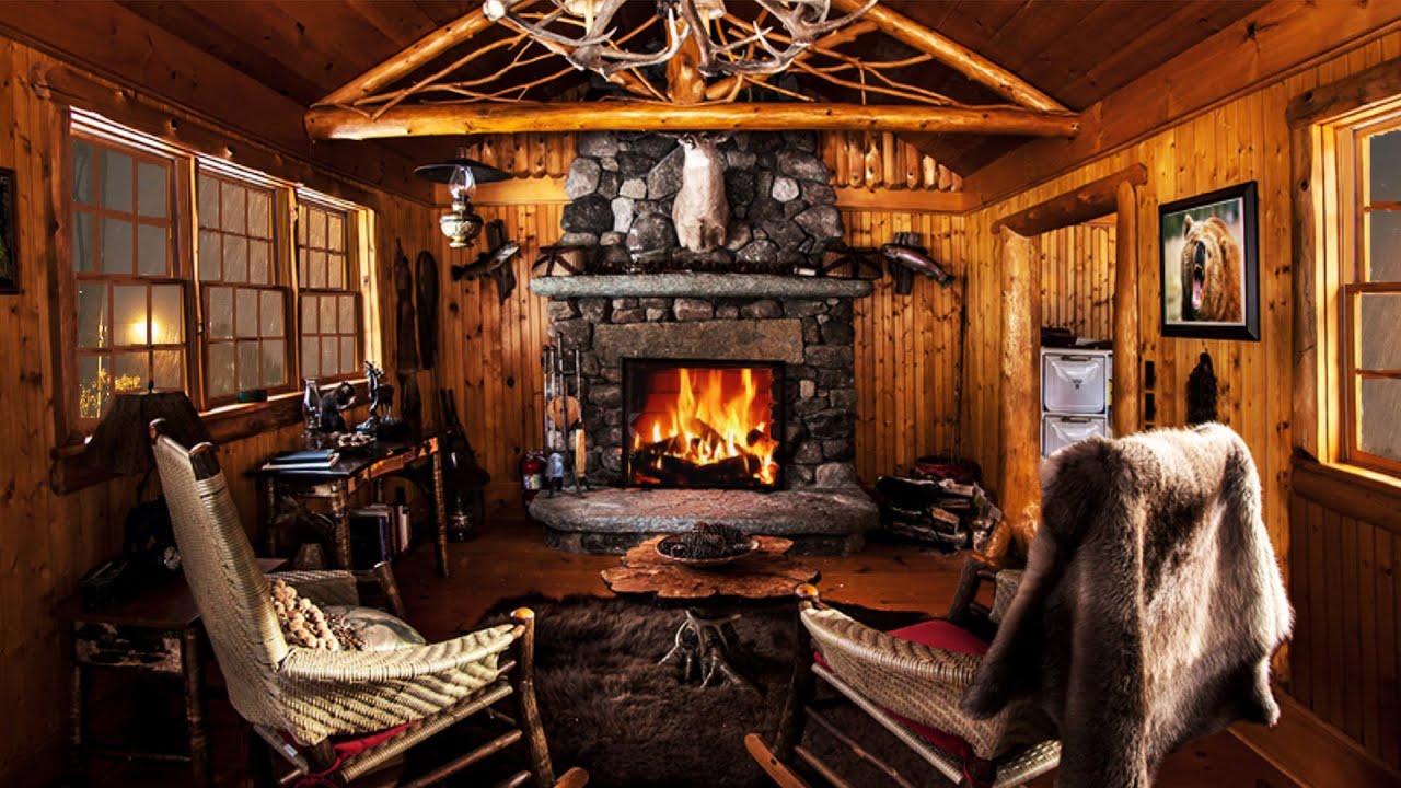 ASMR Crackling Fire & Rain Sounds  - Rocking Chair in The Country House