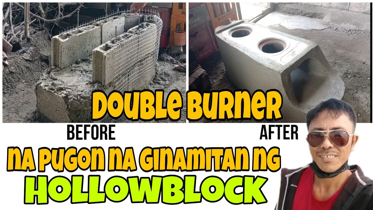 How to make double burner wood stove using Hollowblock/double burner kalan ginamitan ng hollowblock