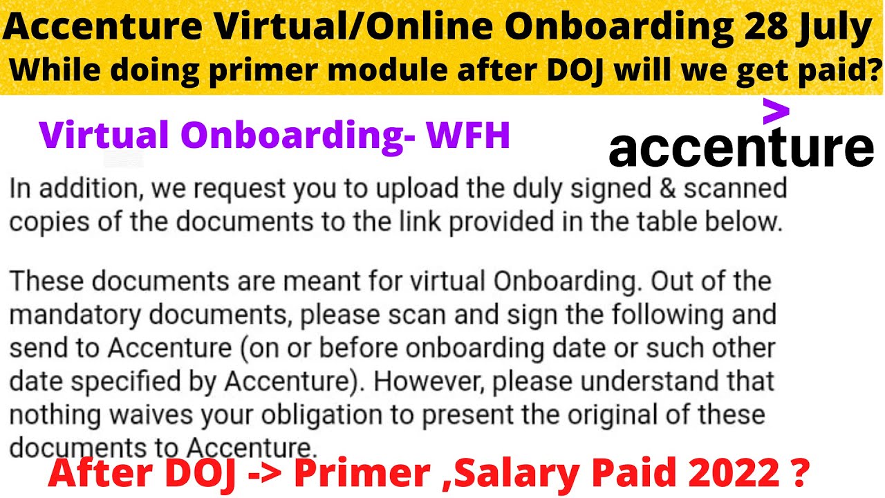 Accenture Onboarding Mode Virtual 2022 | Onboarding process | Accenture Laptop Asset to be delivered
