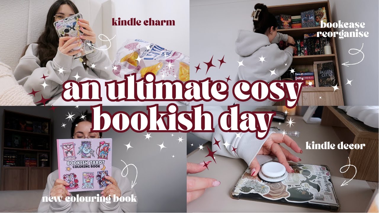 an ultimate bookish cosy day 📖✨ kindle decor, bookshelf organise, kindle charms & reading