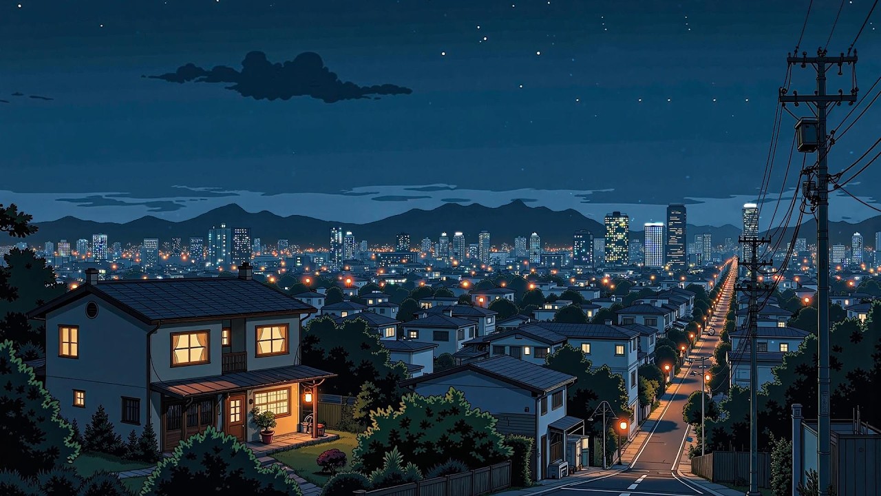 Quiet Suburban Night 🌙 Lofi for Sleep & Late Night Relax 🌃 Cozy City Lights