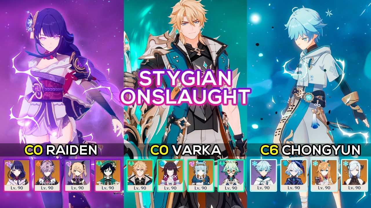 [NEW] 6.4 Stygian Onslaught Fearless | C0 Raiden / C0 Varka / C6 Chongyun | Genshin Impact 6.4