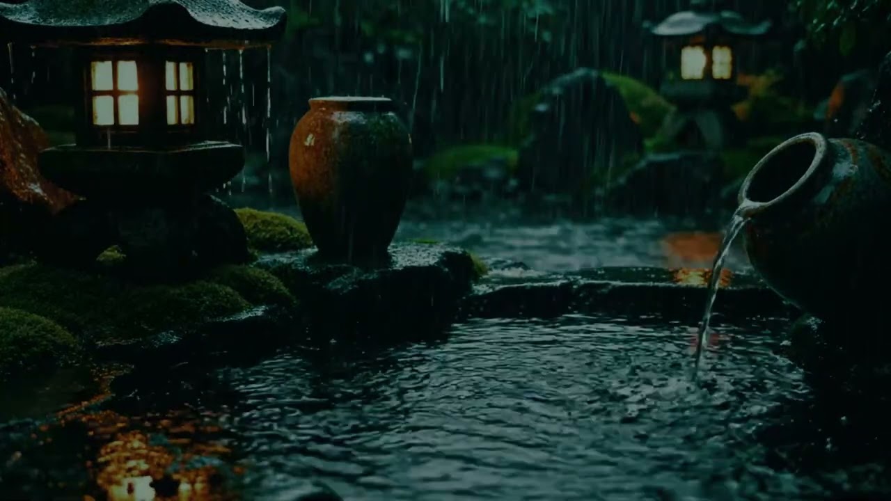 Rain sound for Sleep Instantly 😴 Zen Garden Night Ambience