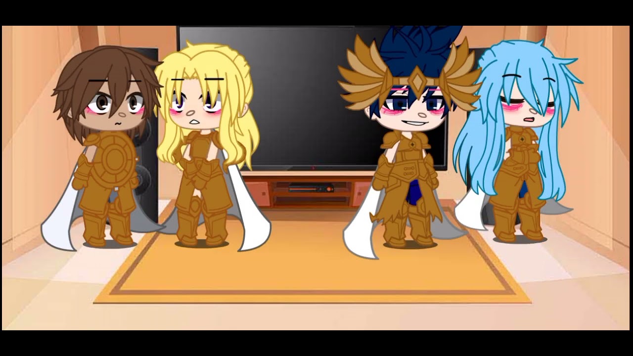 Cavaleiros de ouro reagindo ao Mu vs Mascara da morte e Afrodite /gacha club/