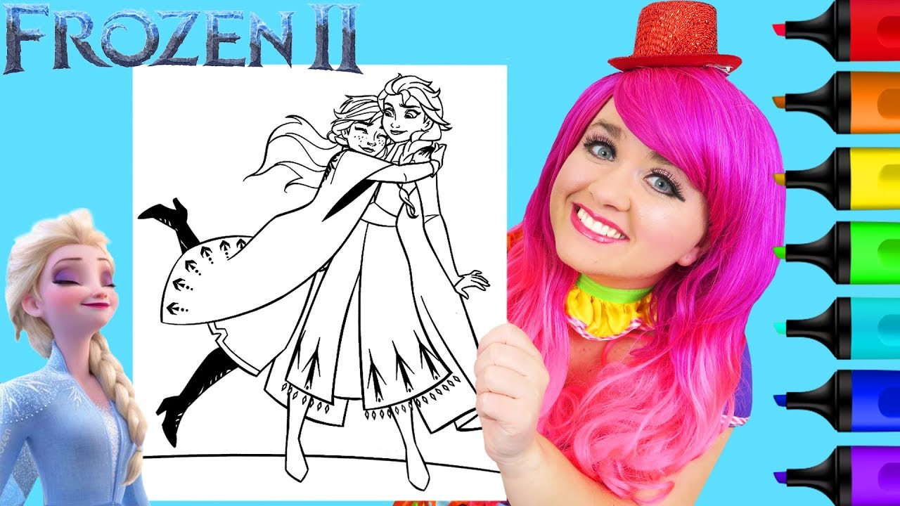 Coloring Frozen 2 Elsa & Anna Crayola Coloring Page Prismacolor Markers | KiMMi THE CLOWN