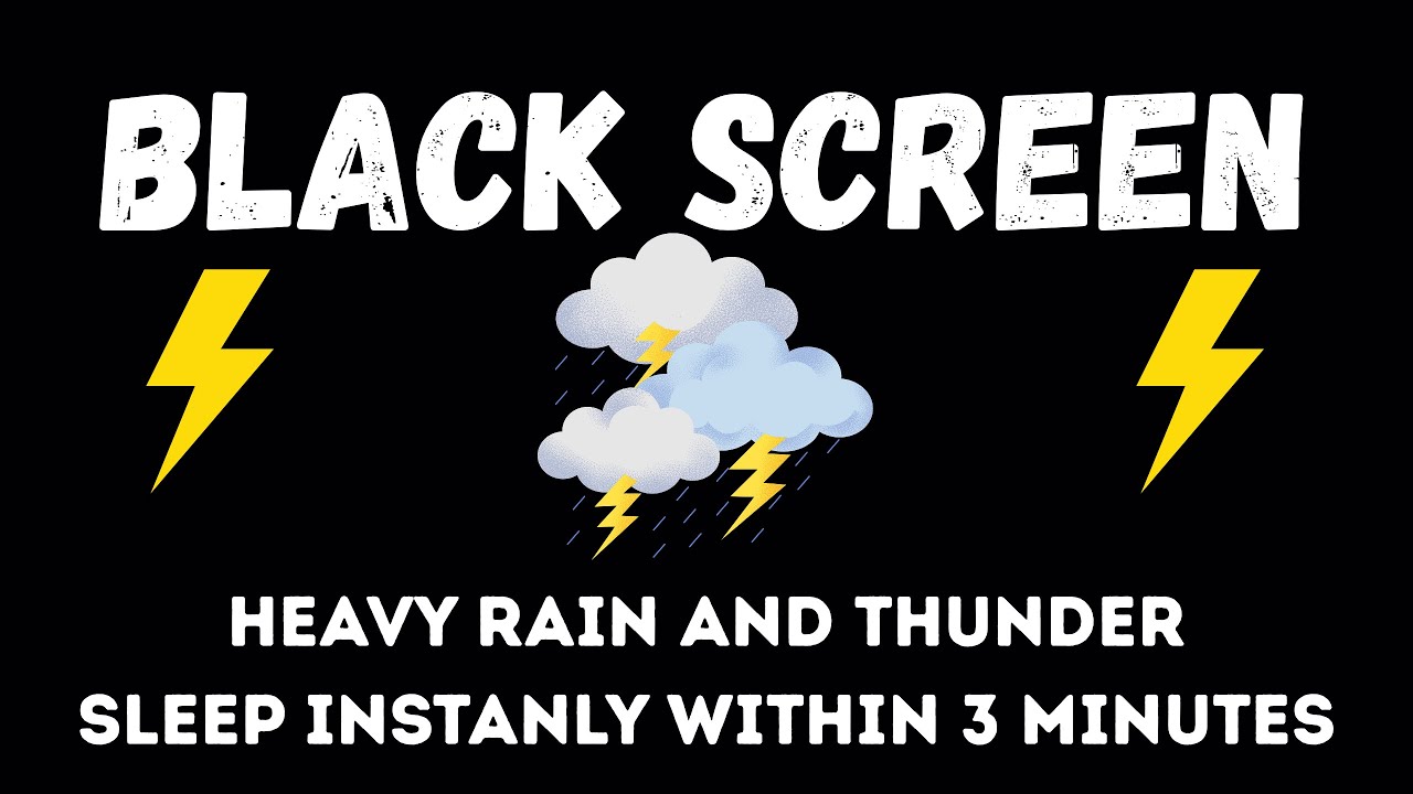 🔴 Heavy Rain and Thunder Sounds for Sleeping - Black Screen | Soothing Storm for Deep Sleep