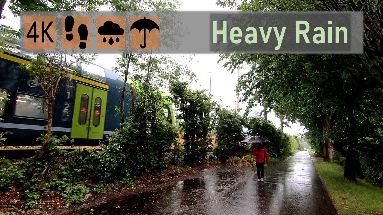 【4K】Heavy Rain Walk along the Railway Tracks | Hamburg 🇩🇪