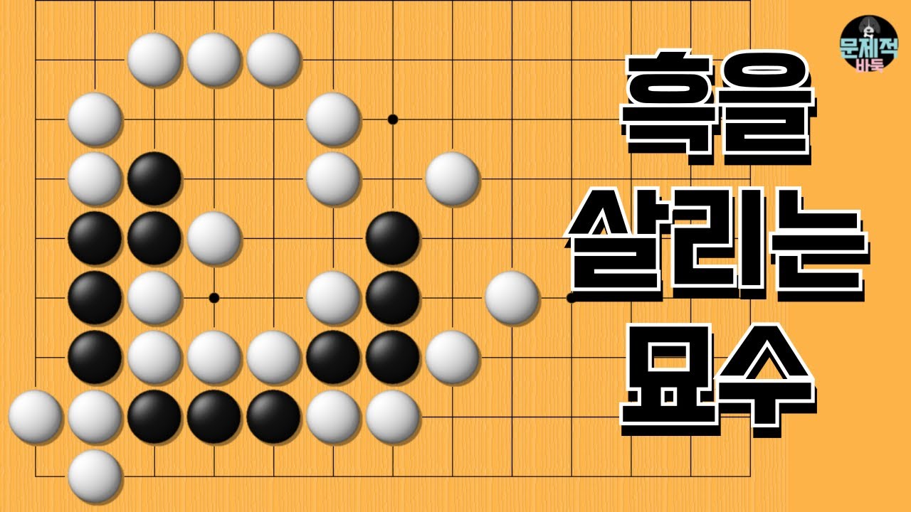 바둑 묘수 사활 - 이 한수다 싶은 멋진 묘수가 있습니. 흑을 살려보세요.