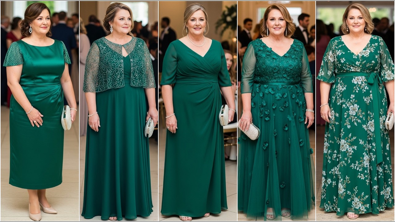 Emerald Green Plus Size Mother Of The Bride Gowns: Curvy Wedding Guest Outfit Ideas for Moms