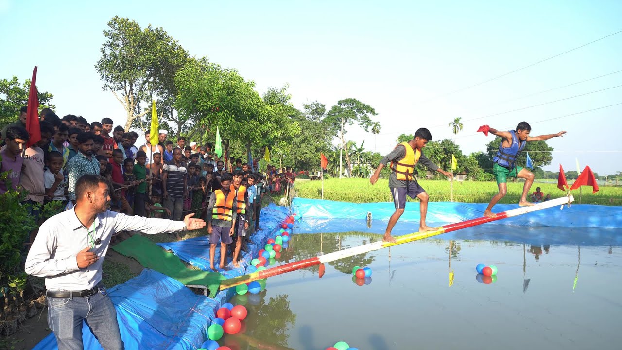 🥳 Hilarious Slip 'N Slide: Bangladeshi Village Game Challenge! 😂 Don't Fall! #Funny #Challenge