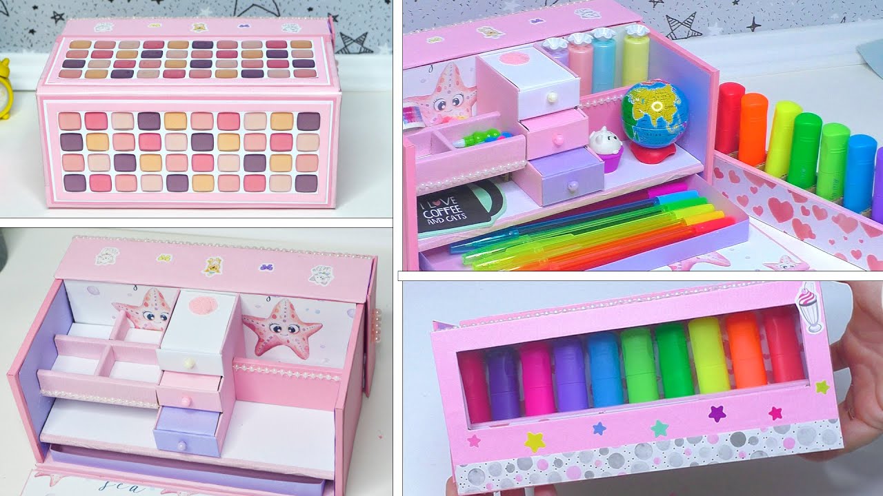Colored paper + cardboard ✨ How to make Pencil Box with waste cardboard & matchbox
