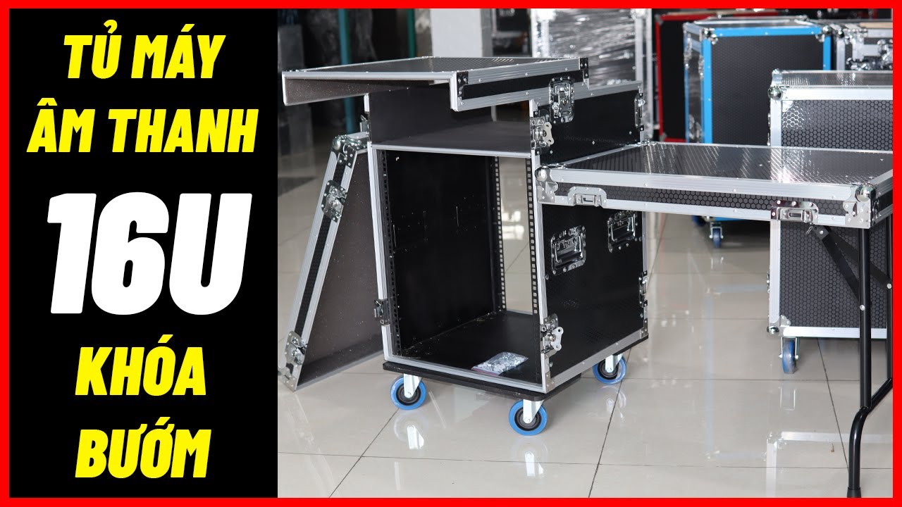 Tủ máy âm thanh 16U có bàn máy tính và hộc mixer