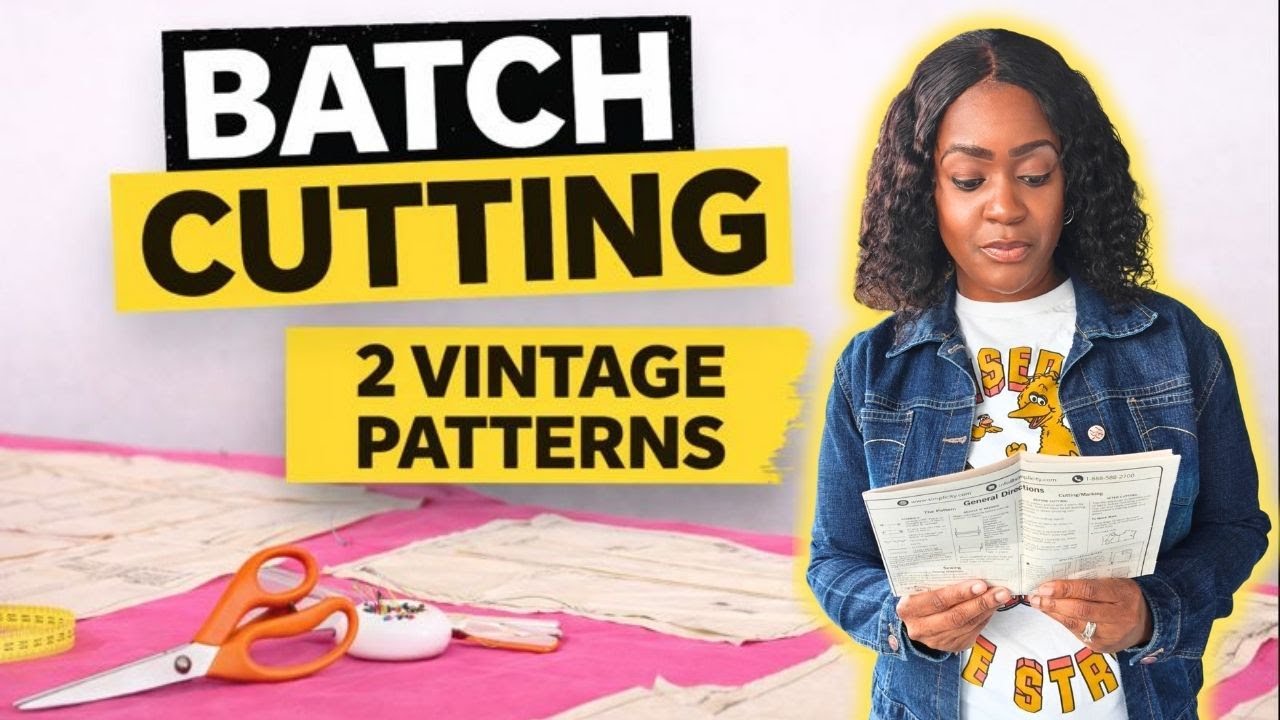 Yes, You Can Batch Cut 2 Vintage Patterns (3 Tops Cut Fast and 2 Pairs of Pants ✂️) 😮