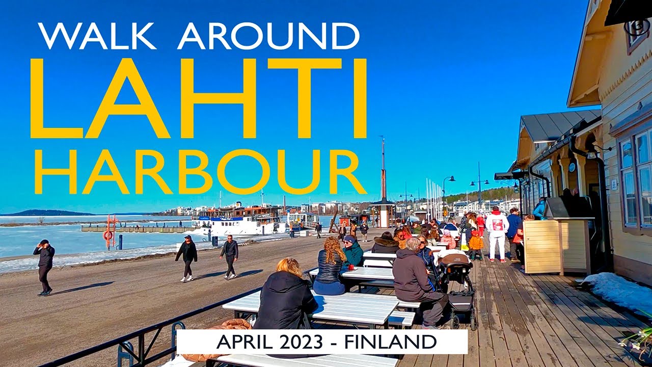 Walk around Lahti Harbour, April 2023, Finland [4K]