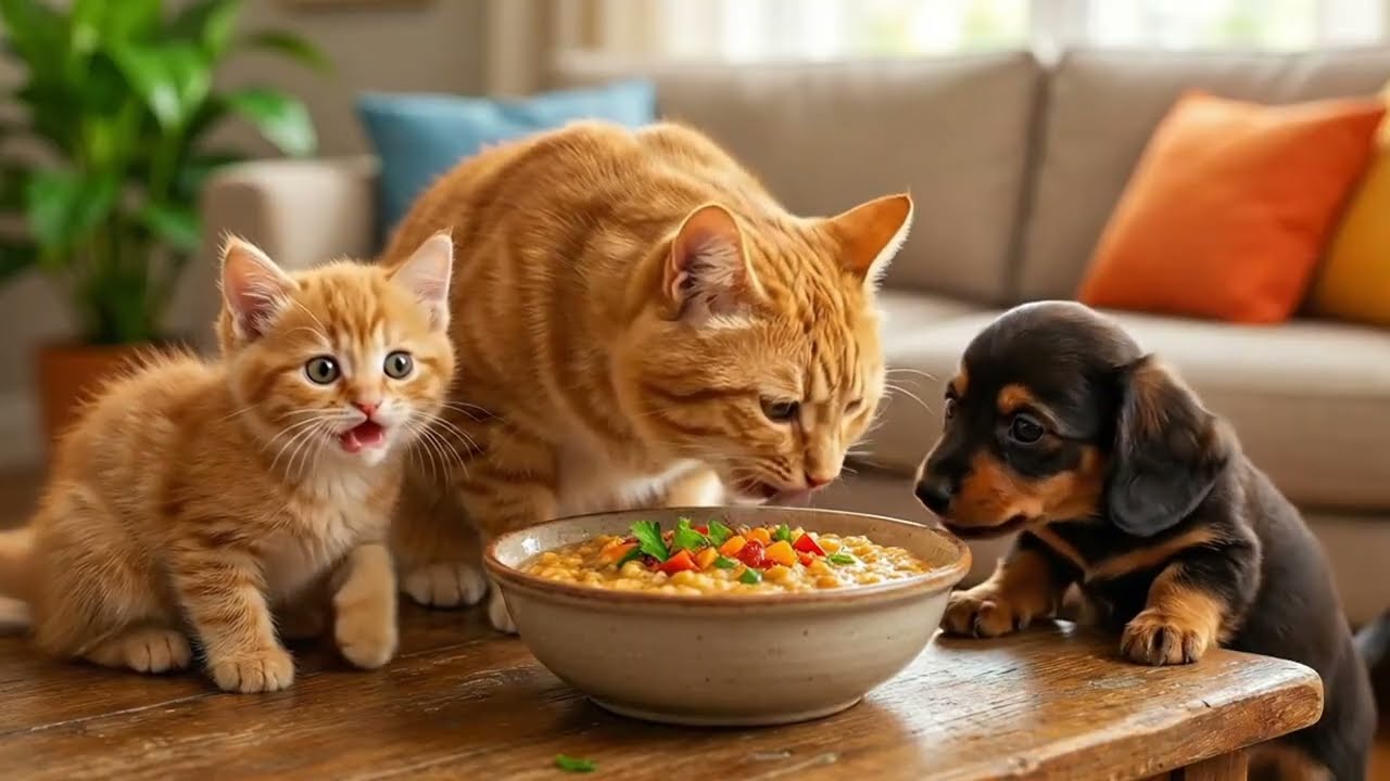 Mama Cat Takes Her Kitten into the Forest… and Helps a Lost Puppy Find Hope! 🌲🐶❤️