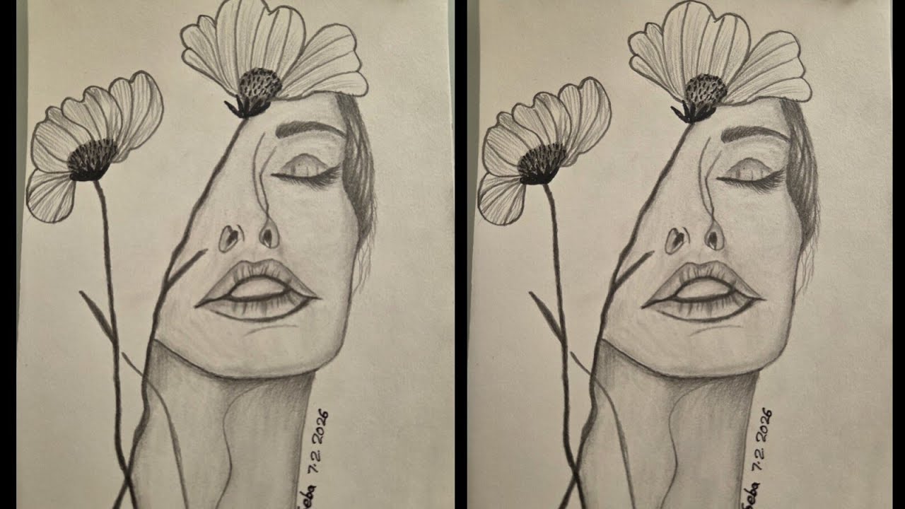 How to draw Girl with flowers | Beautiful girl drawing 😍 