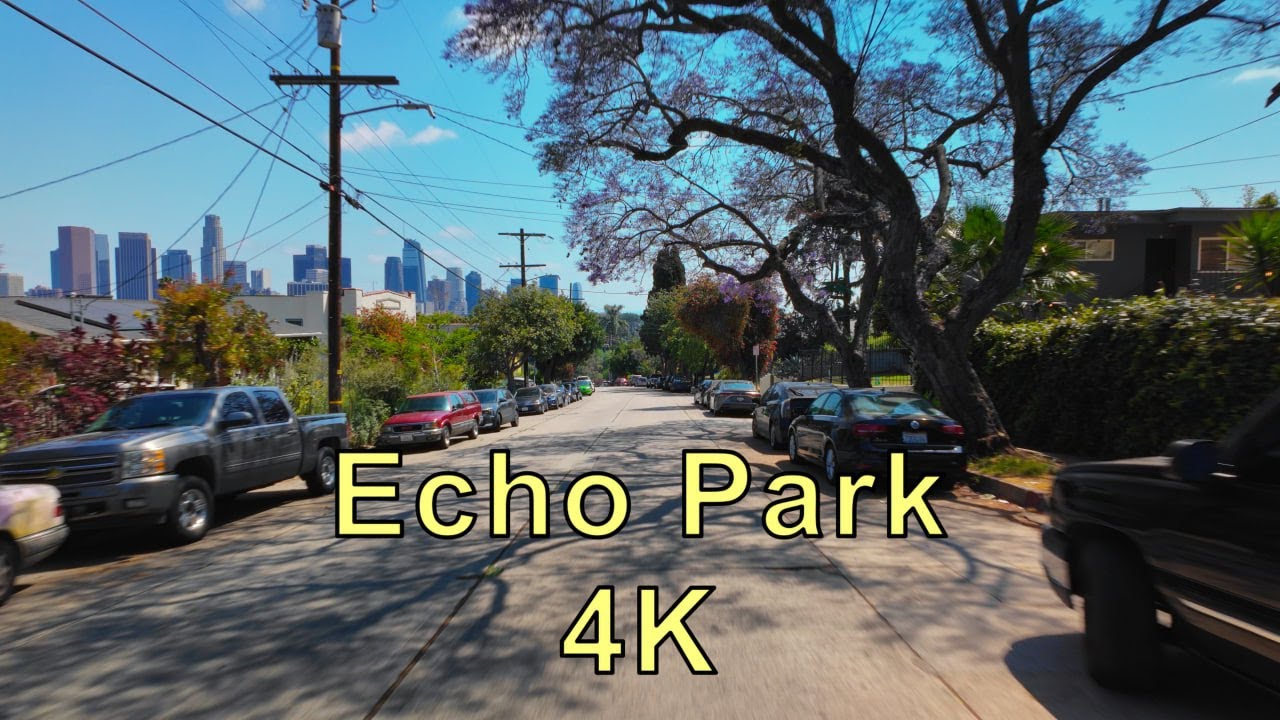 Relaxing Drive in Echo Park, Chinatown, Downtown Los Angeles ASMR 4K