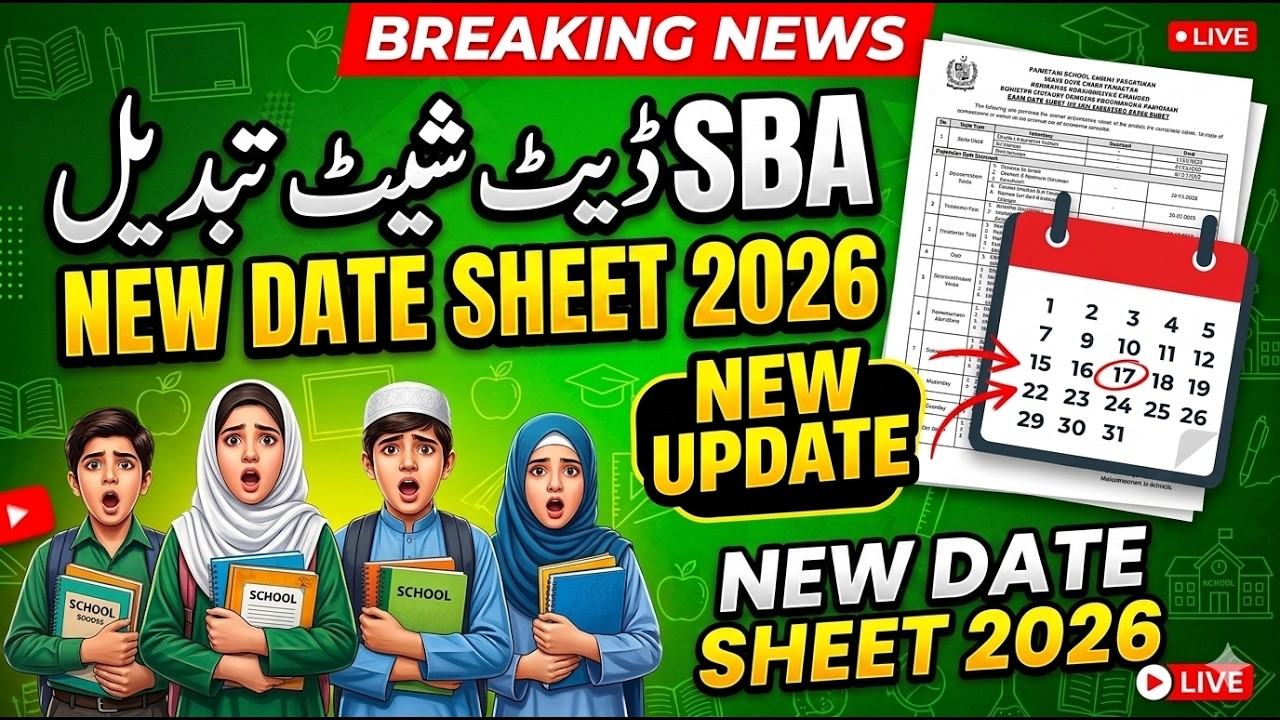 Revised Date Sheet SBA Final Term 2026 | Class 1&ndash;8 Final Term | PECTAA New Date Sheet 2026