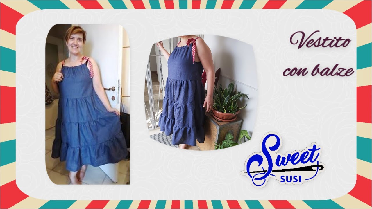 Usa ritagli di tessuto per  vestito estivo con balze  |Tutorial cucito facile! CARTAMODELLO GRATIS