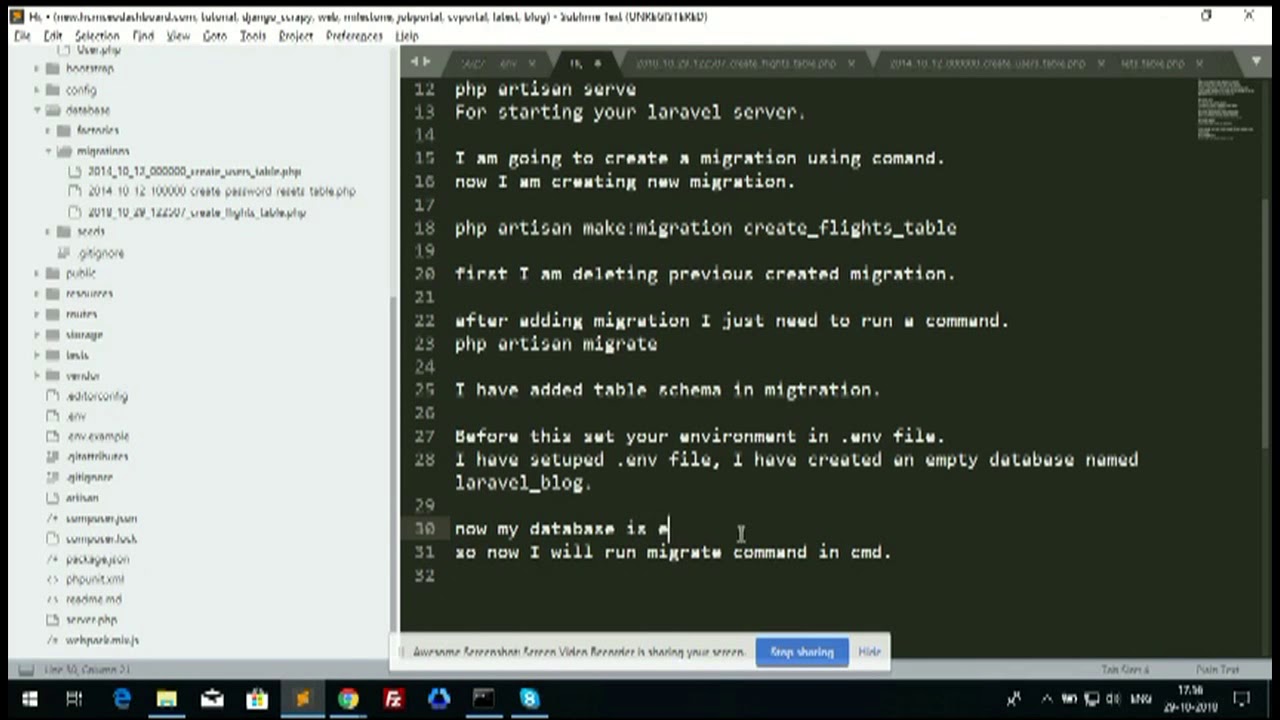 How to migrate  database in  laravel