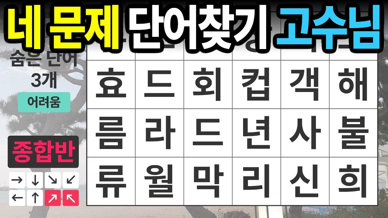 네 문제 단어찾기 고수님ㅣ숨은단어찾기,치매예방,치매테스트,치매예방퀴즈,단어퀴즈,치매예방활동,낱말퀴즈