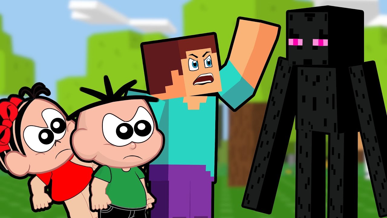 Cebolinha e Mônica Reencontram Steve em Minecraft - Desenho Animado
