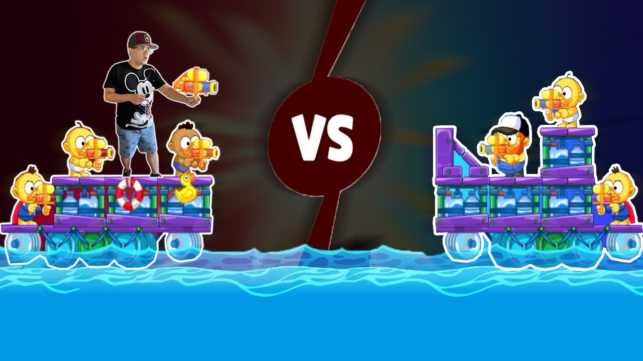 SOBREVIVA NO BARCO DE MADEIRA E NÃO AFUNDE NO MAR DOS TUBARÕES!! - Raft Wars (jogo de celular)