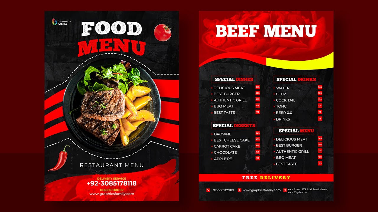 Professional Restaurant Menu Design - Photoshop Tutorial