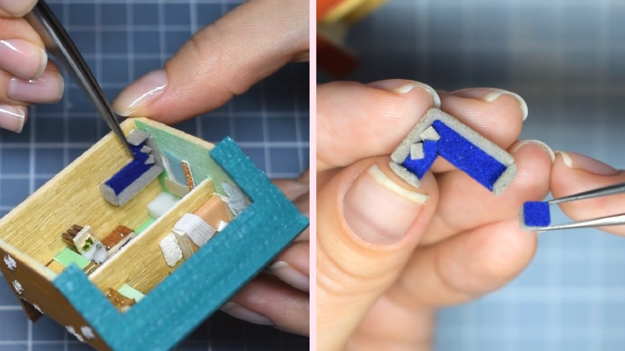 DIY How to Make Miniature Couch || Miniature Couch with ottoman 1:144