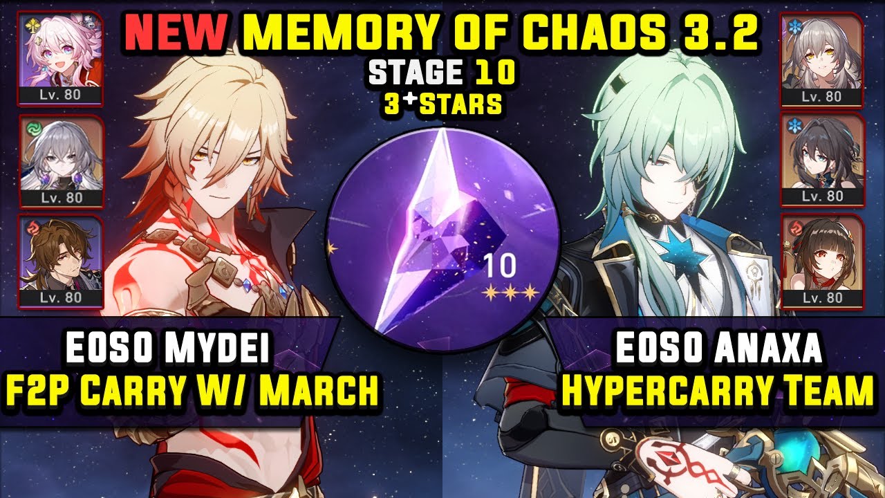 E0 Mydei F2P Carry W/ Bronya & E0 Anaxa Carry (3 Stars) Memory Of Chaos 10 Honkai Star Rail 3.2