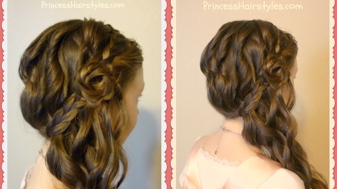 Romantic Side Swept Braided Rose Hairstyle