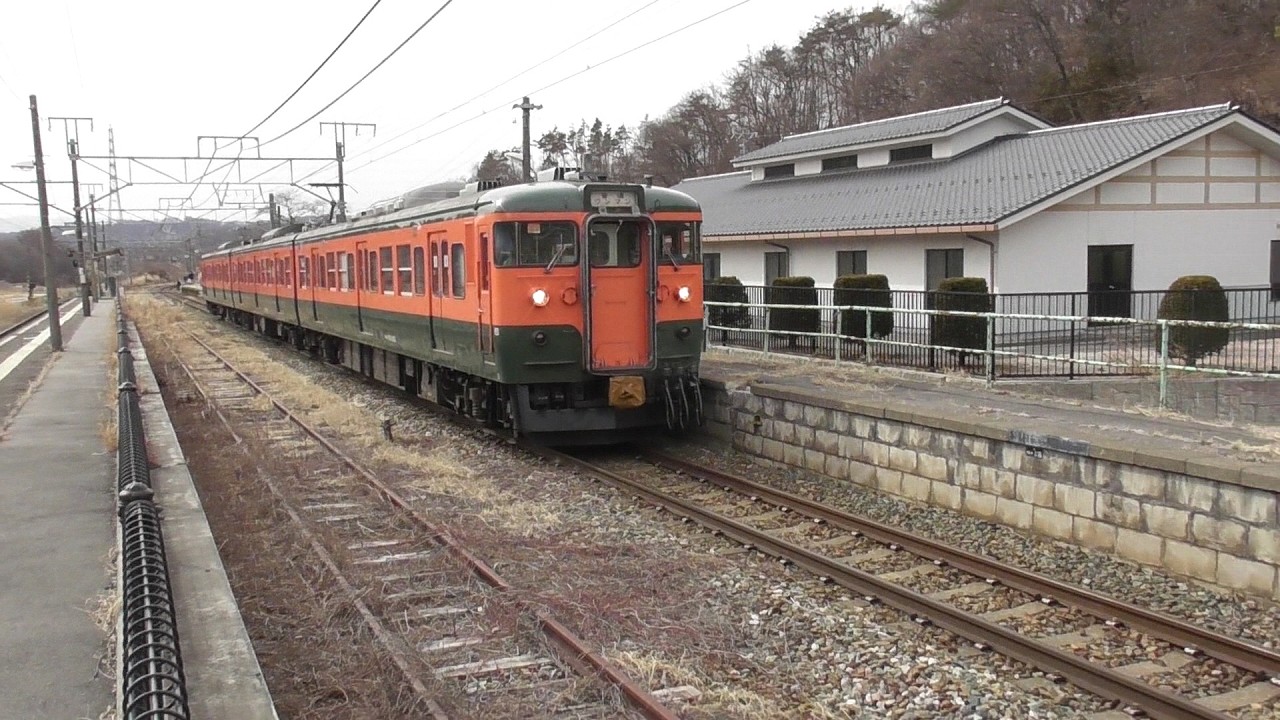 2026年3月6日  唯一の115系 湘南色！　115系 電車 S3編成 湘南色　戸倉→軽井沢  しなの鉄道 平原駅