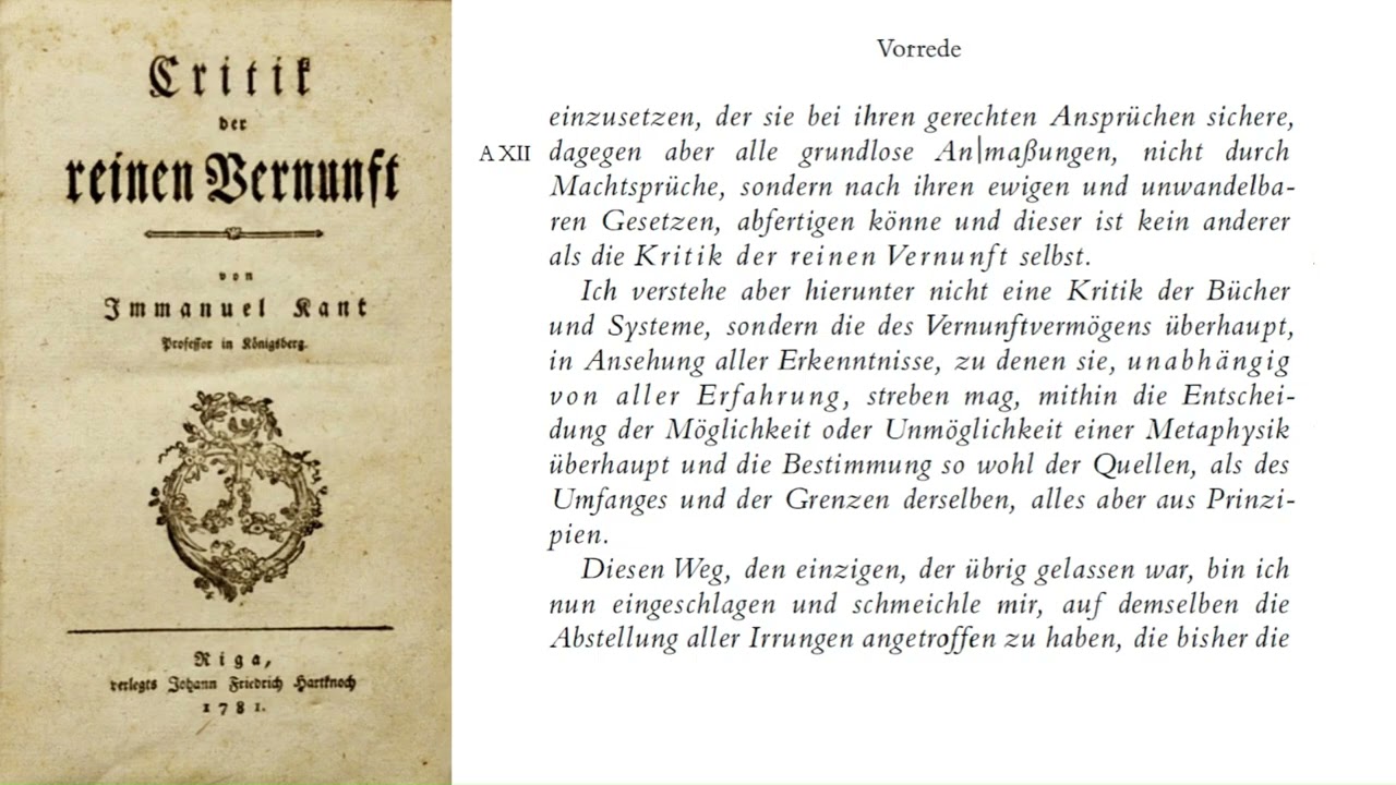Kant | KRITIK DER REINEN VERNUNFT | Vorrede 1781 (1/2)