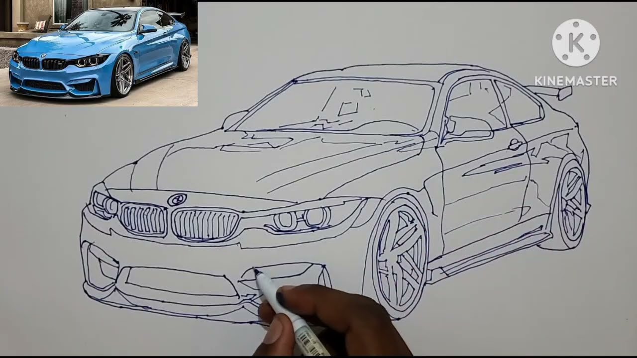 BMW drawing | easy step by step drawing tutorial (car drawing)