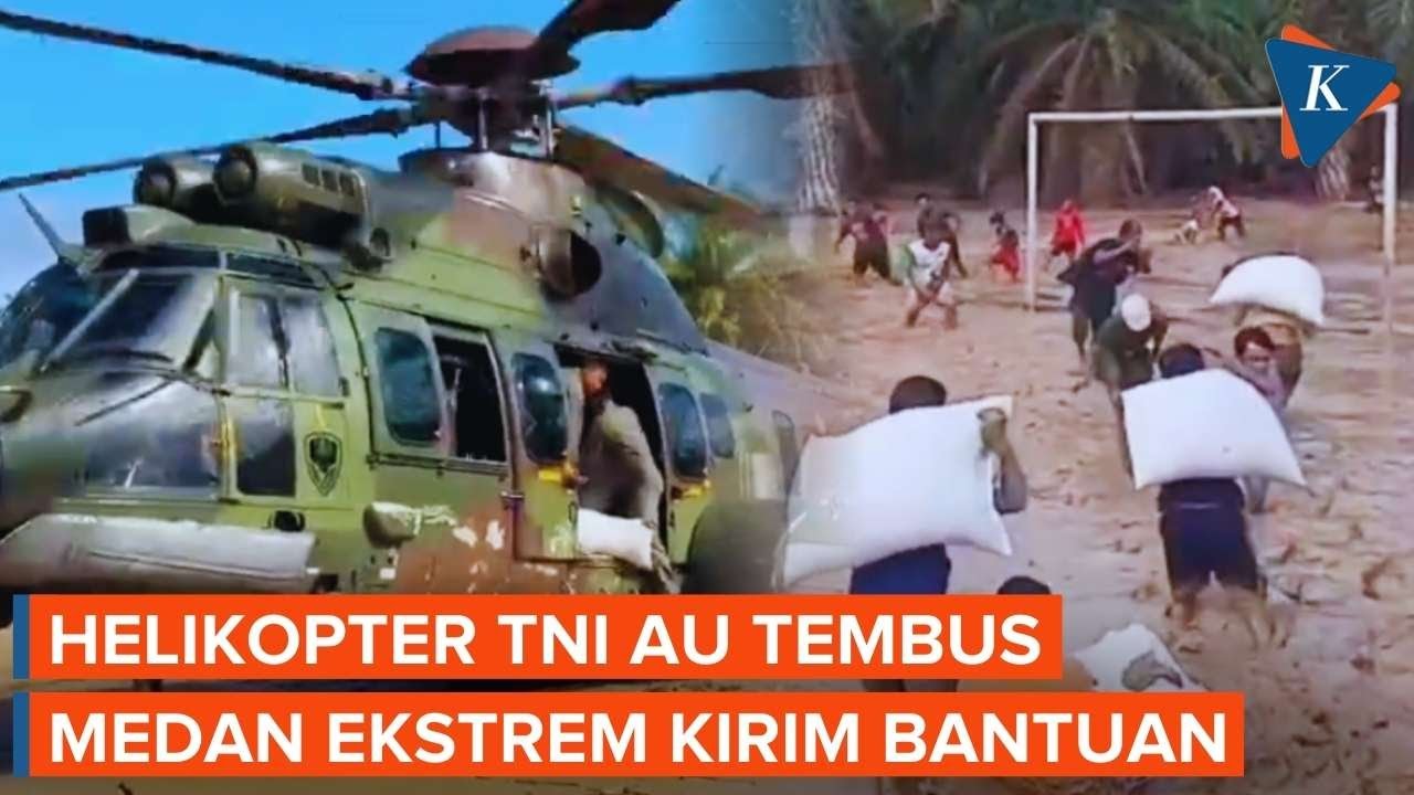 Momen Helikopter TNI AU  Kirim Bantuan Tembus Medan Ekstrem di Aceh