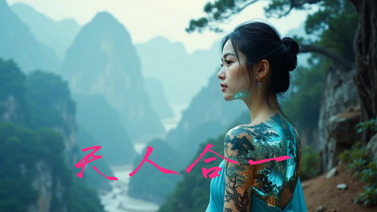 AI藝術創作｜山水「長」在身上？天人合一視覺詩篇｜水墨動畫｜奇幻變身