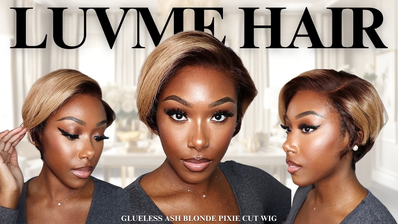 Glueless Ash Blonde Pixie Cut Wig | LUVME HAIR